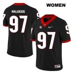 Women's Georgia Bulldogs NCAA #97 Tyler Malakius Nike Stitched Black Legend Authentic College Football Jersey NXW5354GF